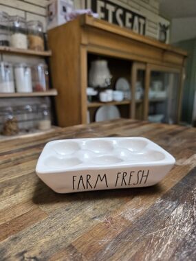 Rae Dunn White Ceramic 'Farm Fresh' Egg Tray